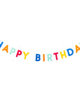 Colorful 'Happy Birthday' banner on a white background