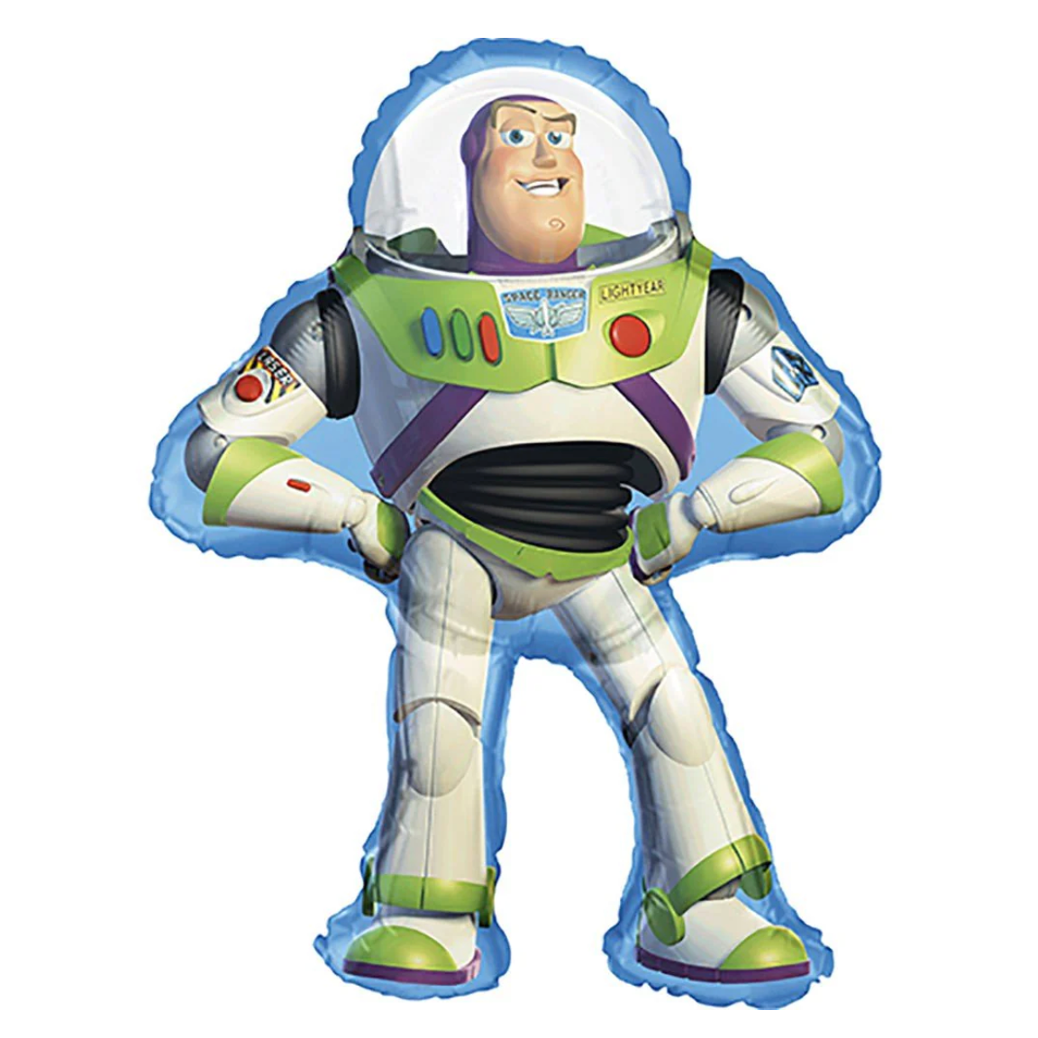 Buzz Lightyear balloon shaped like a character from Toy Story on a white background
