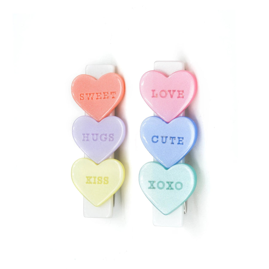 Candy Hearts Alligator Hair Clips