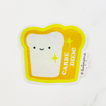 Carbe Diem Toast Glitter Sticker