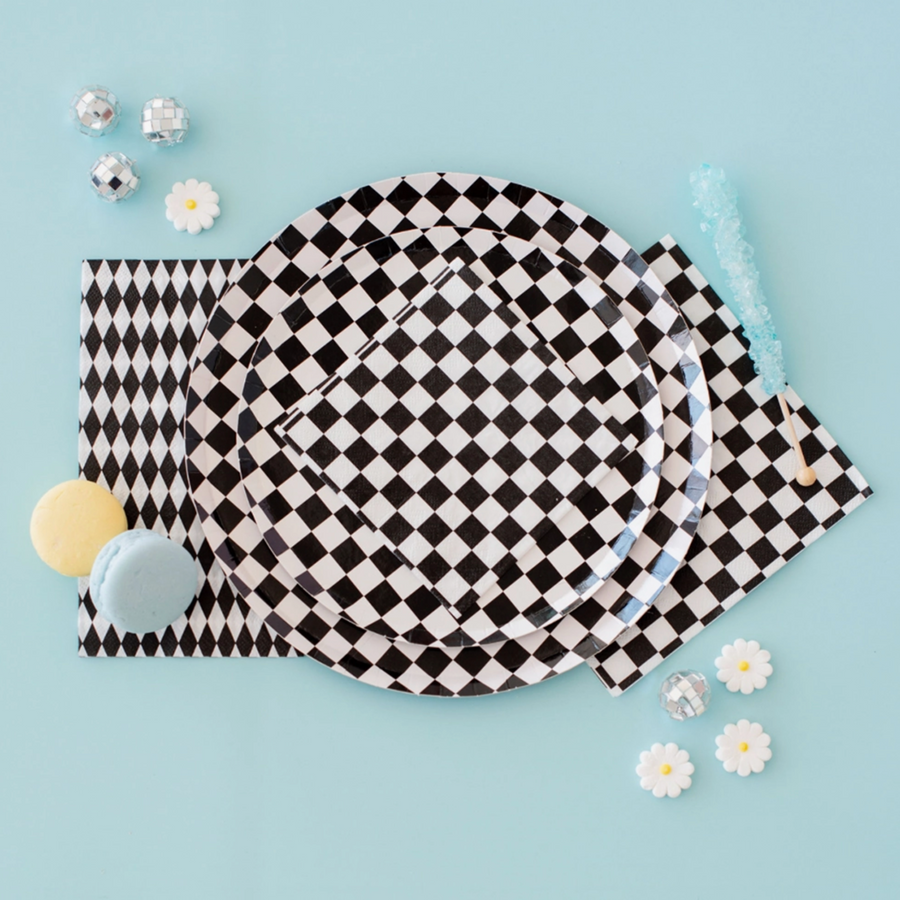 Checkered Black and White Small Plates