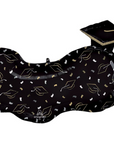 A round balloon with the grad cap icons written designed to celebrate graduation.