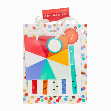 Colorful Birthday Gift Bags - Set of 3
