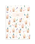 Confetti Boba Milk Tea Pocket Grid Notebook