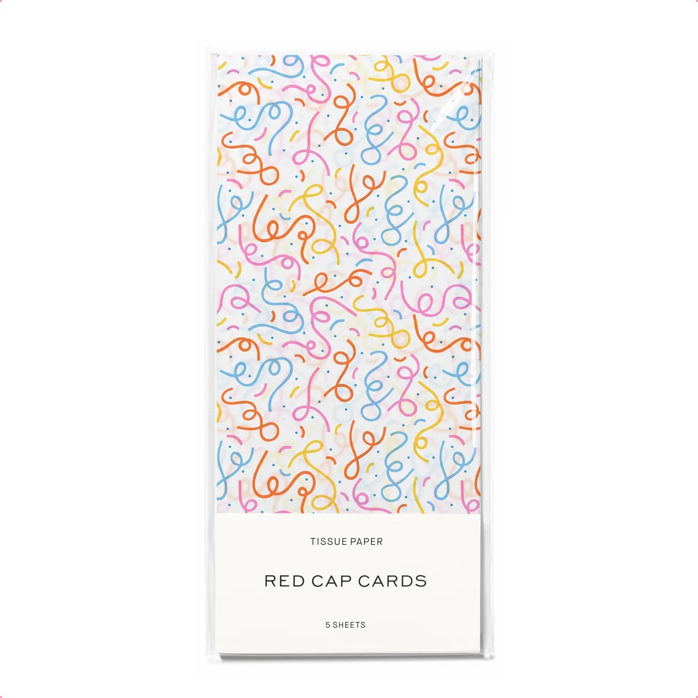 pack of tissue paper with squiggly confetti pattern