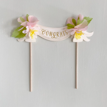 Congrats Cake Topper - Pink Floral