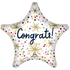 jumbo star balloon with printed confetti and "Congrats!" text on white background