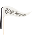 white pennant flag with "Congratulations you did it!" text in black