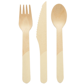 Cream Wood Cutlery Set