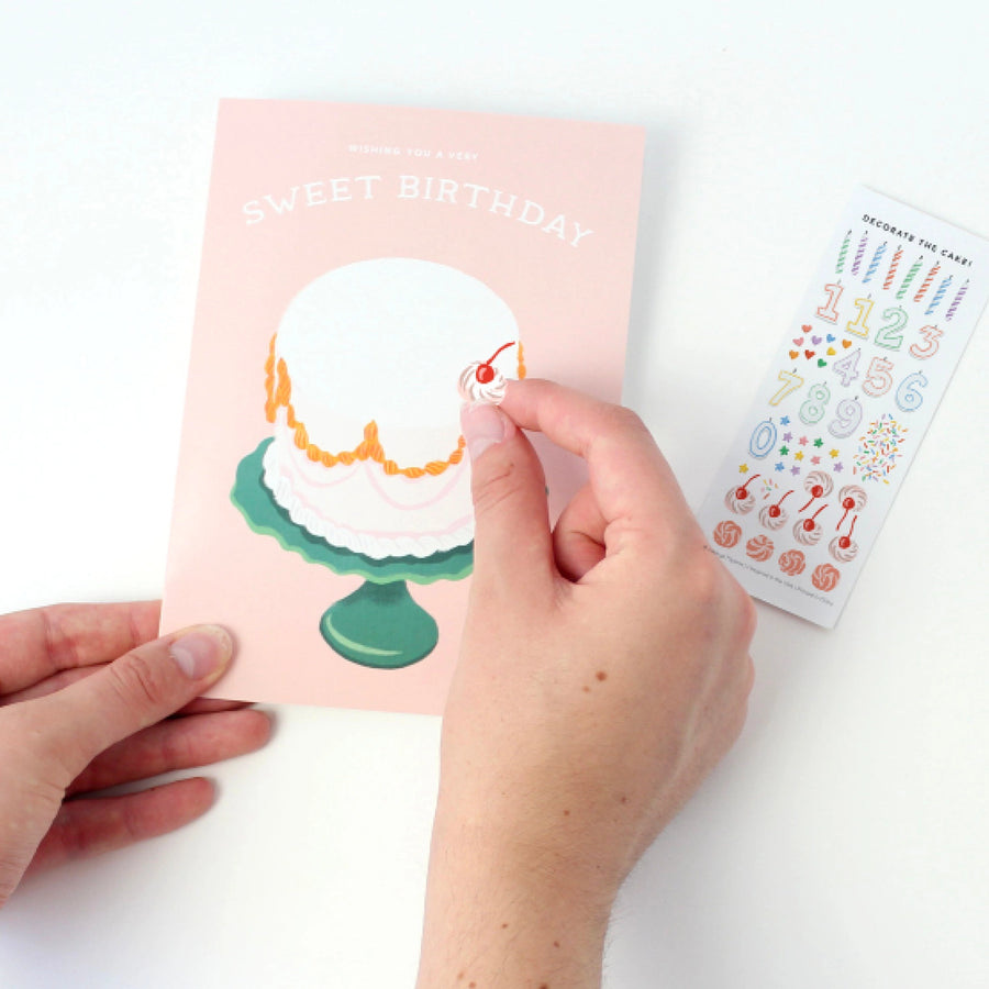 Decorate a Birthday Cake Sticker Scene Card