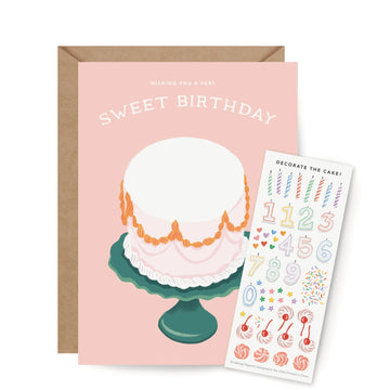 Decorate a Birthday Cake Sticker Scene Card