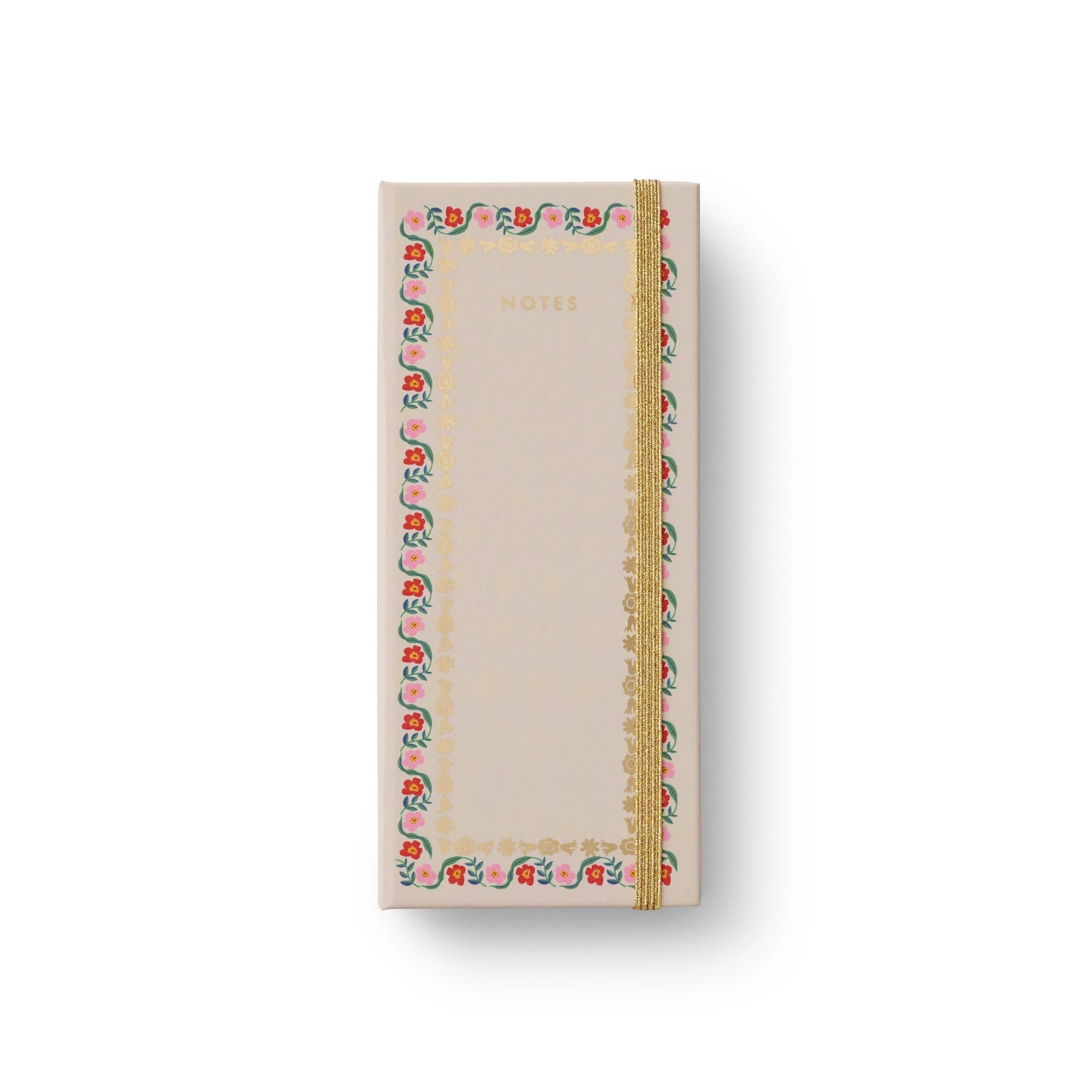 Notebook with colorful floral design on a white background