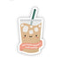 A sticker with a design resembling a cup of iced coffee, with the text 'Emotional Support Iced Coffee' beneath it.