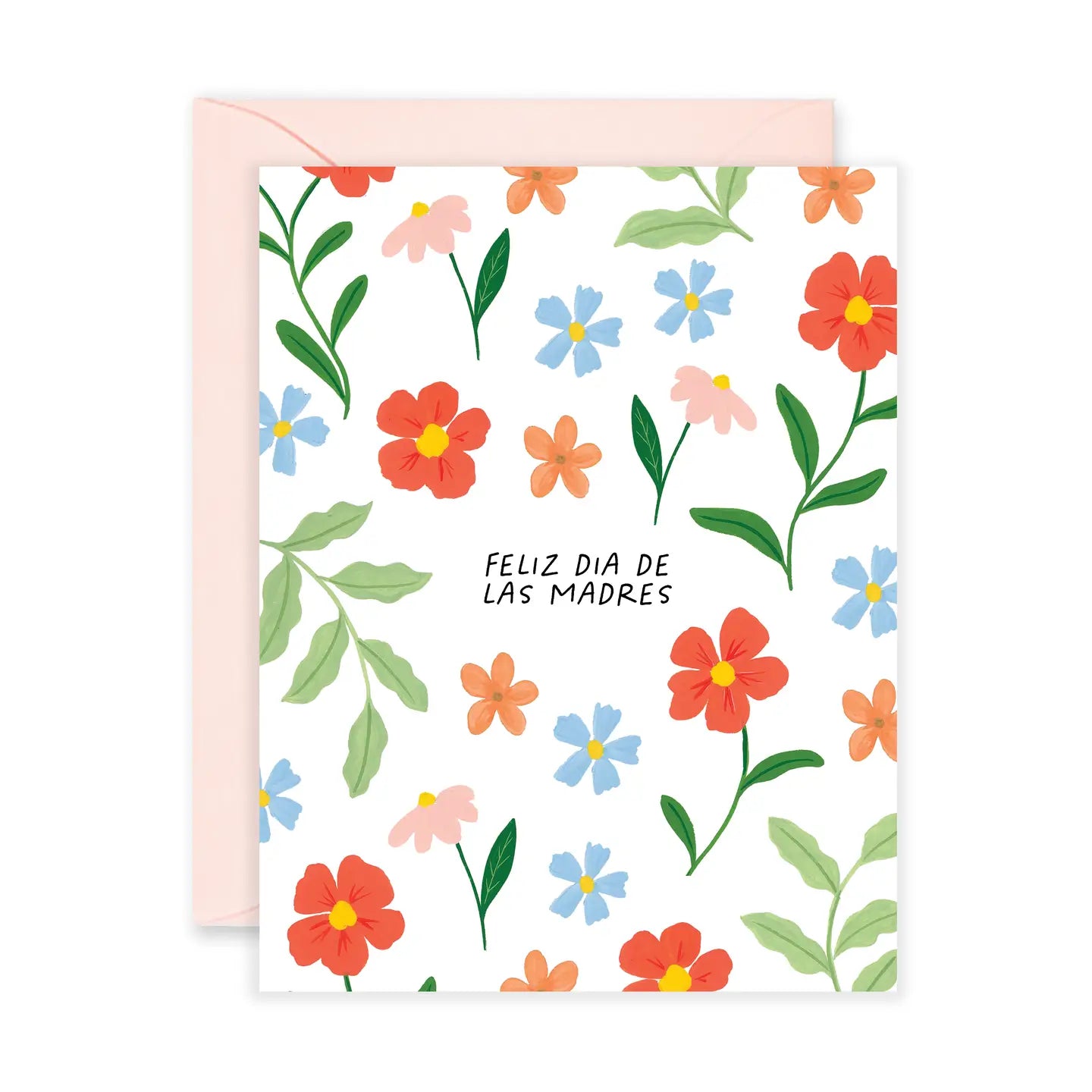 floral card with text "feliz dia de las madres" and matching envelope
