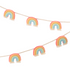 A felt rainbow garland with white cotton fringe effect and rope for hanging