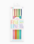 A pack of Fine Line Gel Pens with a variety of colors visible through the transparent packaging, labeled for ages 6 and up.