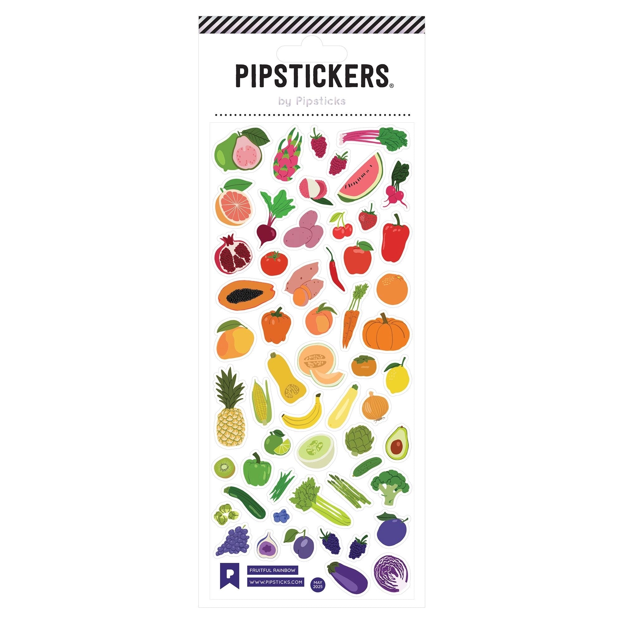 Pack of PipStickers with colorful illustrations of fruits and vegetables on a white background.