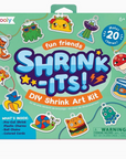 Packaging of 'Fun Friends Shrink-Its DIY Kit' featuring various colored shrink plastic charms and accessories with a colorful design.