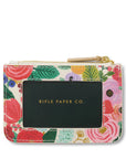 The back view of a floral card wallet by Rifle Paper co