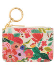 Floral card wallet by Rifle Paper co and gold brass keyring and zipper