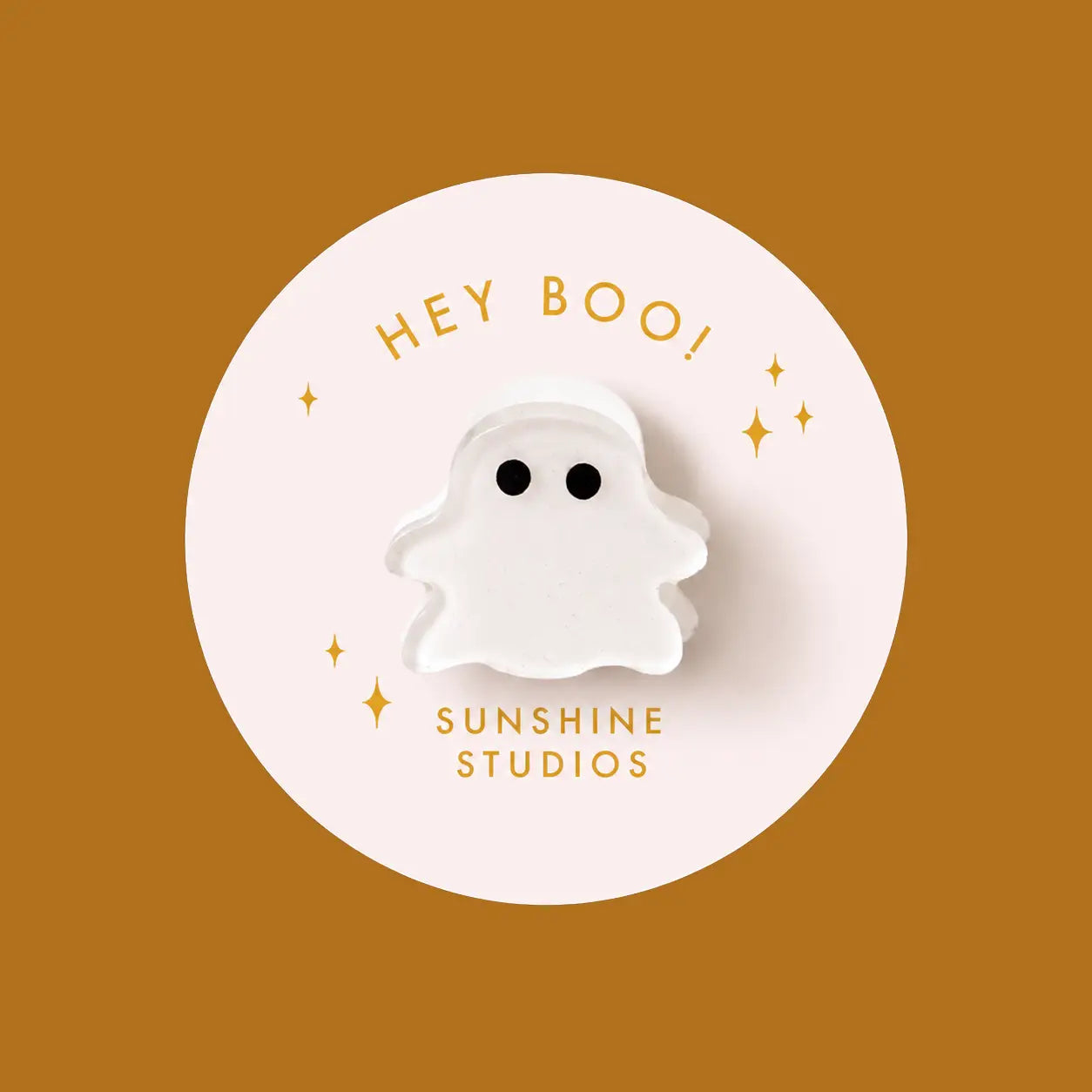 mini white ghost shaped hair clip on round card packaging