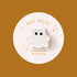 mini white ghost shaped hair clip on round card packaging