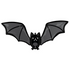 Cartoon bat with wide wings on a white background