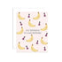 A greeting card with a banana pattern and 'Go Bananas its your birthday!' text, along with a white envelope.