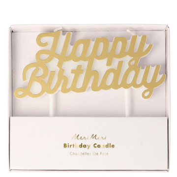 Gold Happy Birthday Candle