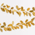 A gold embossed paper oak leaf garland with twisted cord, featuring a front and back design, laid out on a white background.
