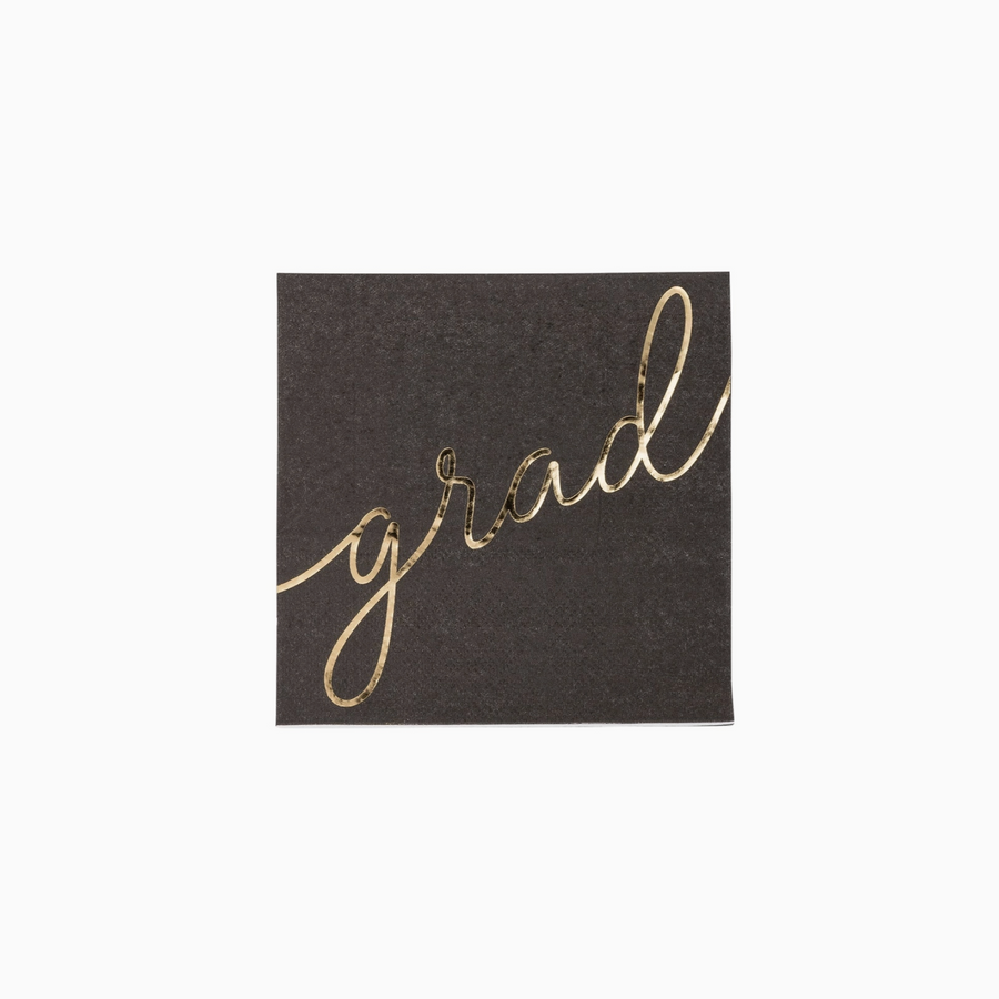 Grad Gold Script Cocktail Napkins