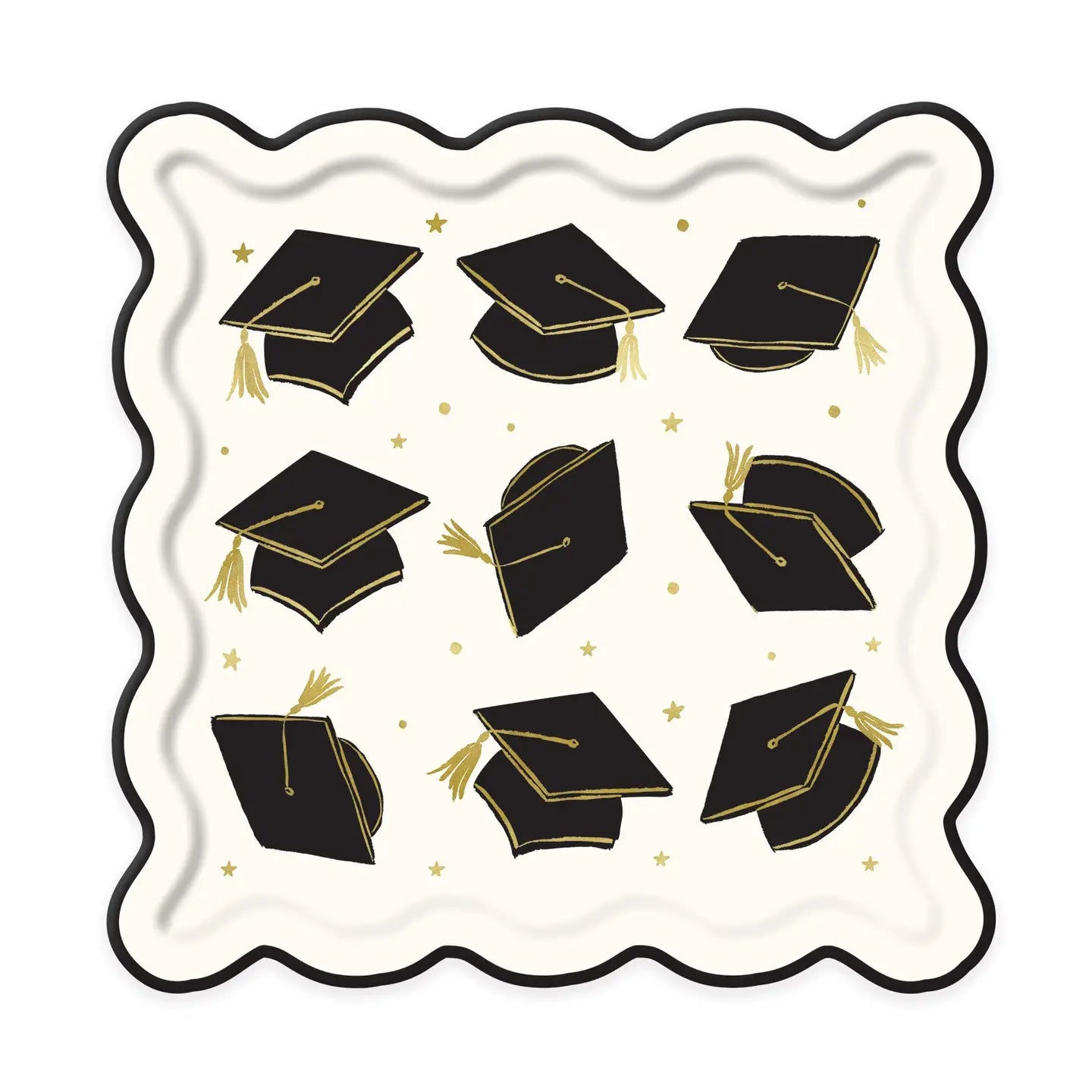 Plate with graduation caps and gold details