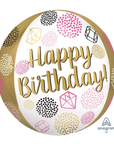 Pink and Gold Gems Birthday Orb Balloon