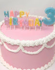 Happy Birthday Pastel with Gold Glitter Candle Set