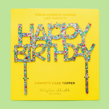 Happy Birthday Rainbow Confetti Cake Topper