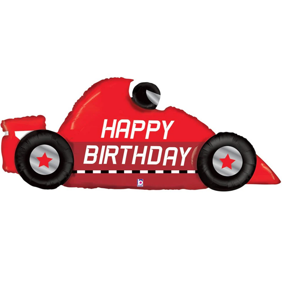 Happy Birthday Red Race Car Balloon