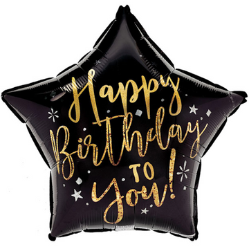 Happy Birthday To You Black Star Small Balloon