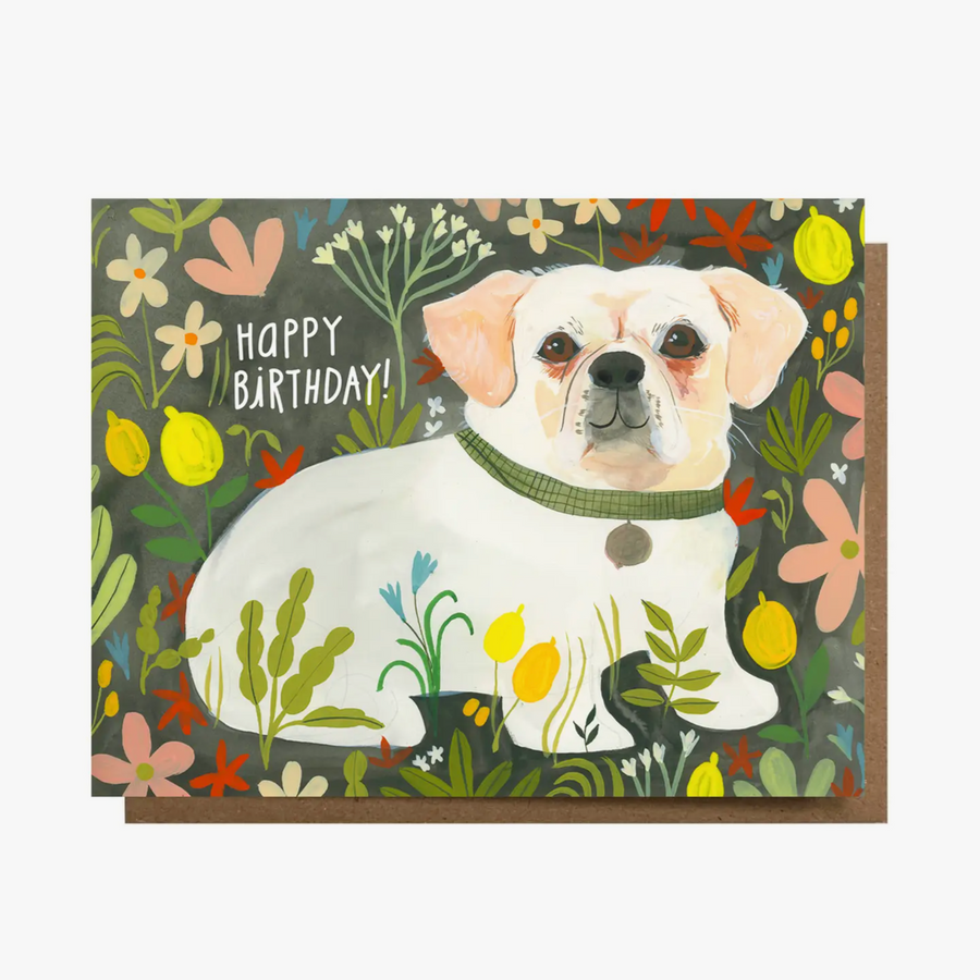 Happy Birthday White Puppy Card