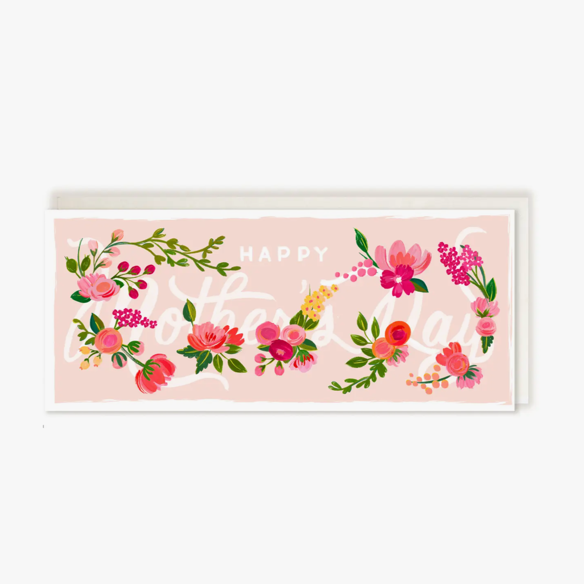 Floral mother days card that is long shaped