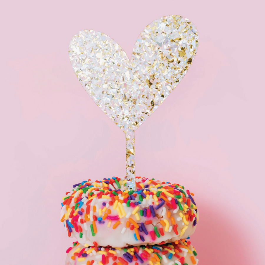 Heart Confetti Cake Topper