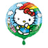 An 18 inch round balloon with Hello Kitty, a rainbow, and ice cream illustration.