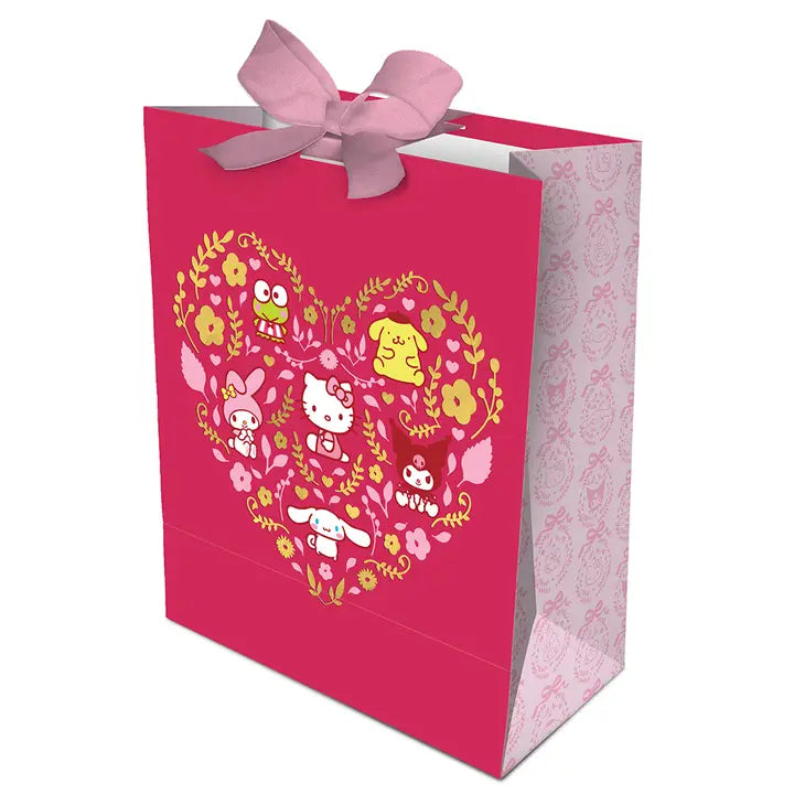 Pink Hello Kitty and Friends gift bag with bow details