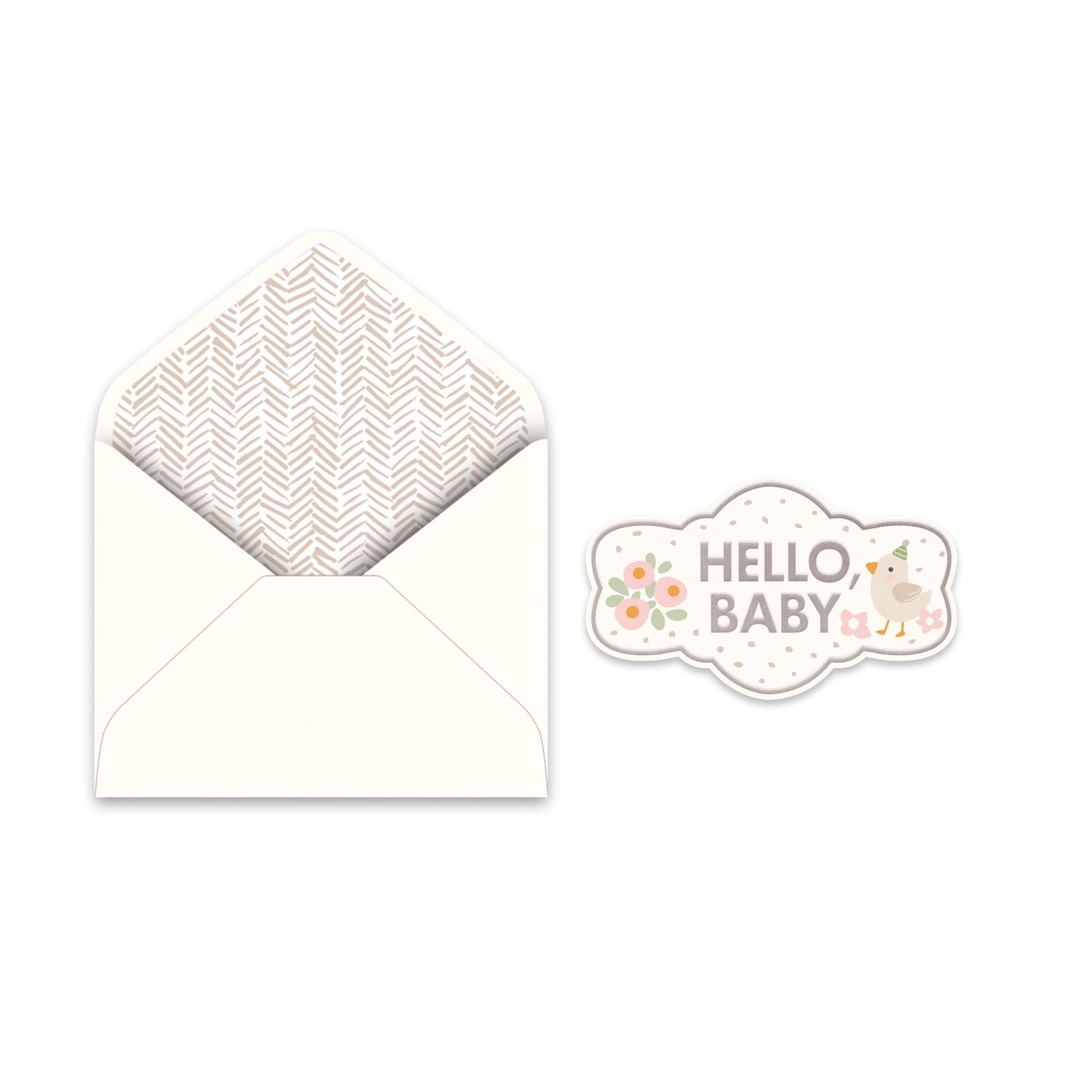 Envelope with "Hello Baby" sticker seal