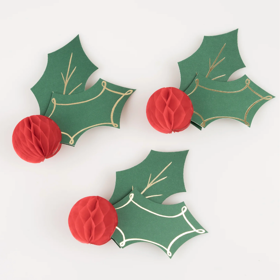 Holly Honeycomb Place Cards