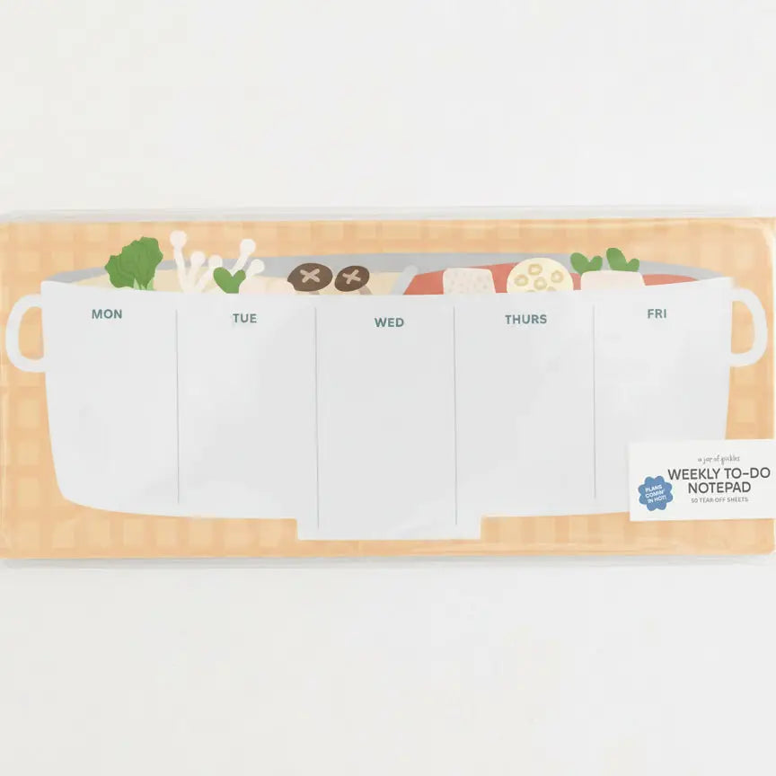 Notepad featuring weekly spread and hot pot illustration