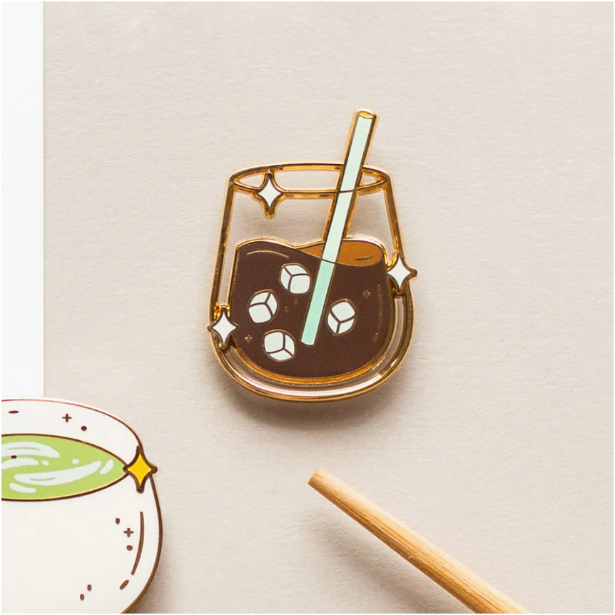 Iced Coffee Clear Enamel Pin