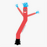 A sticker of a cartoon character resembling a tube man with blue hair and feet in the air, indicating joy or playfulness.