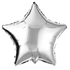 Silver star-shaped balloon on a white background