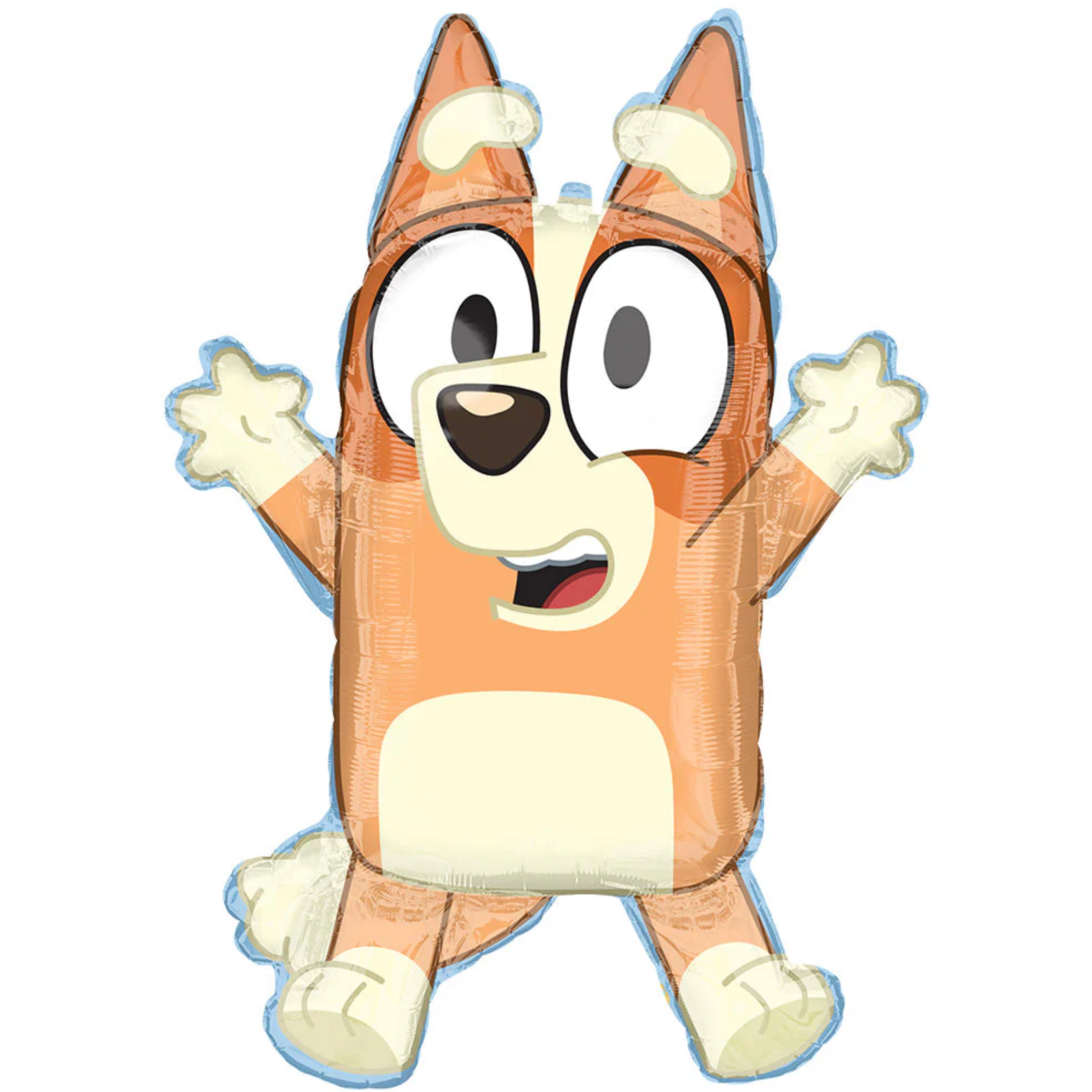 An illustrated image of a jumping Bingo balloon from the Bluey series, designed for parties.