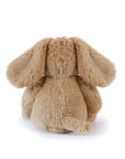 Back view of a plush brown dog plush toy on a white background